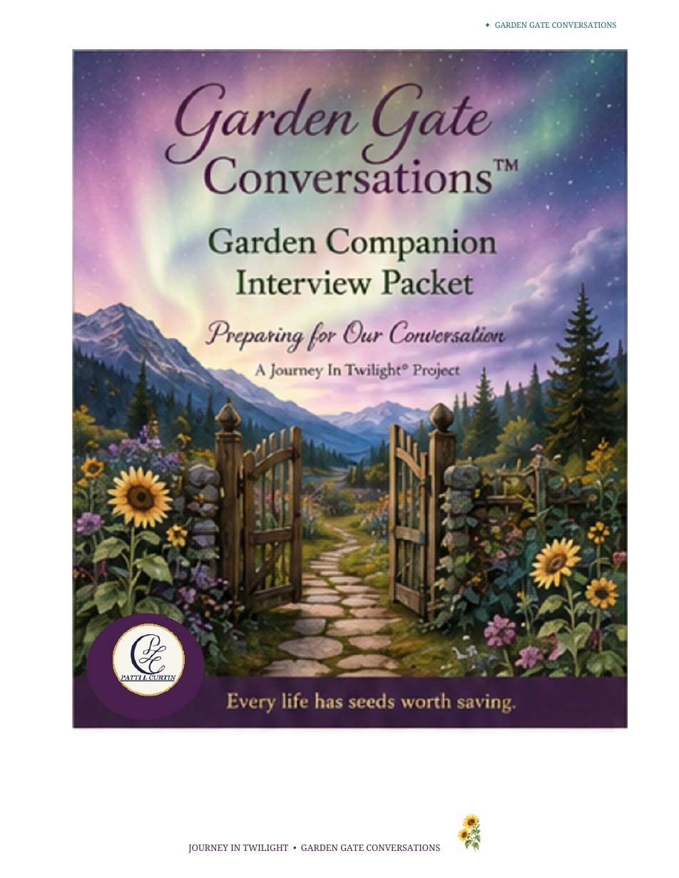 Cover of the six-page Garden Gate Conversations companion interview packet